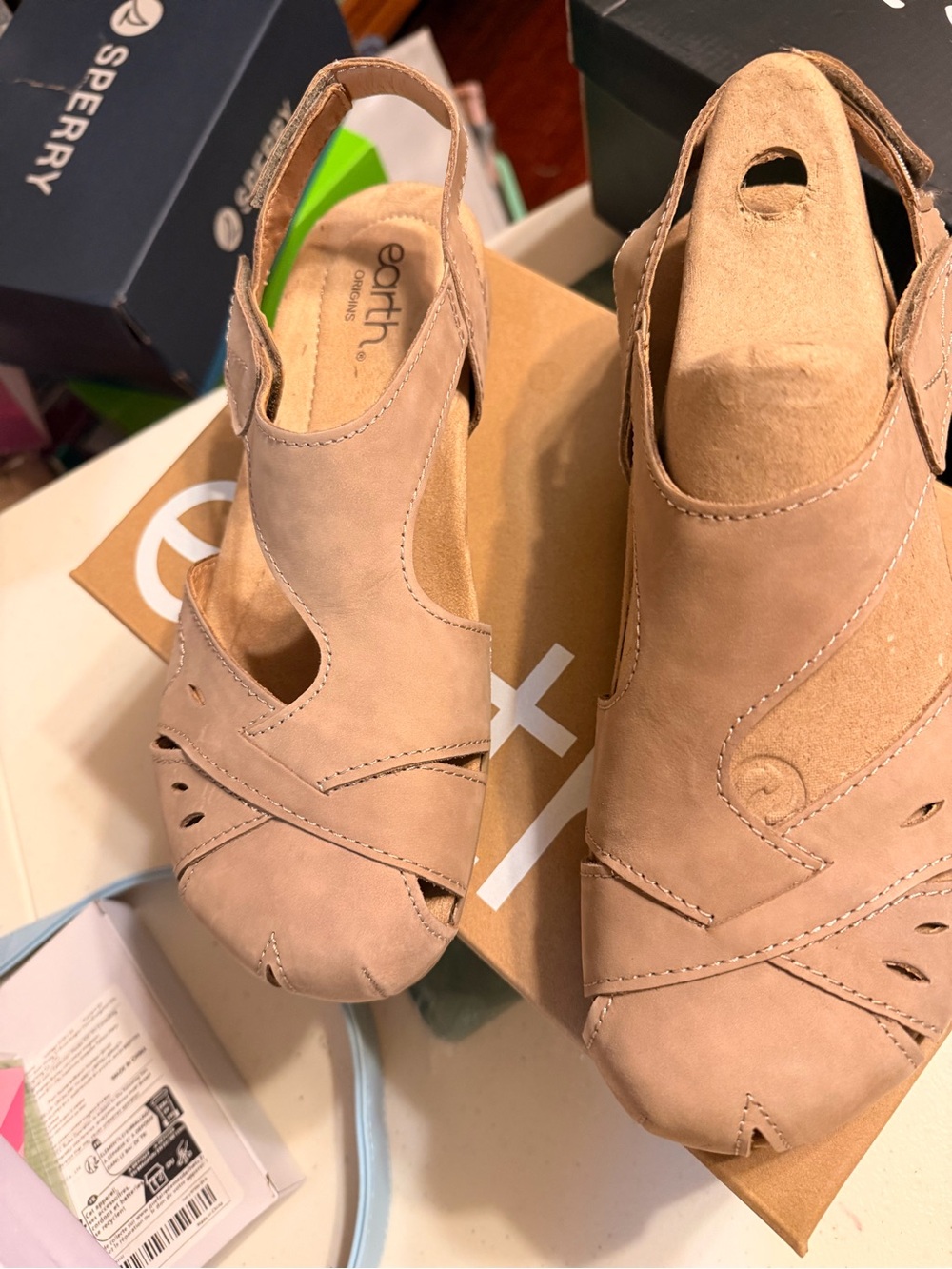 Earth Women's Suede Slingback Sandals in Light Tan